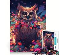 Rompecabezas de búho Entre Flores por la Noche para Adultos, 1000 Piezas, Rompecabezas Mental, Relajante, para armar, (38x52cm)