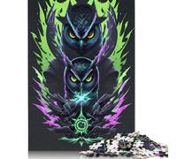 Rompecabezas de Búho Ninja y Aprendiz, diversión Familiar, cartón 100% Reciclado, para niños y Adultos a Partir de 12 años, 1000 Piezas (75 x 50 cm)