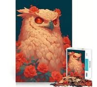 Rompecabezas de búho Nival con Rosas para Adolescentes, 1000 Piezas, Recall Upgrade Calm Relax Clear Cut Art Collection Piece (38x52cm)