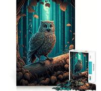 Rompecabezas de búho Nocturno y Luna para Adolescentes, 1000 Piezas, Juguete Intelectual, Escape Tranquilo, Corte de Calidad, Regalo de Temporada (50x75cm)