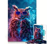 Rompecabezas de búho Pintado de Colores para Adultos, 1000 Piezas, Rompecabezas Mental, Juego Lento y Divertido para armar la Imagen, (38x26cm)