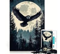 Rompecabezas de búho Volando en el Bosque Iluminado por la Luna, 1000 Piezas, para Adolescentes, Desarrollo de Habilidades mentales, diversión Familiar, Bordes precisos, Regalo Memorable (38x52cm)