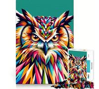 Rompecabezas de búho WPAP Colorful Pop Art de 1000 Piezas para Adultos Juego Inteligente de Rompecabezas Divertido Montaje de imágenes Regalo de Temporada (50x75cm)