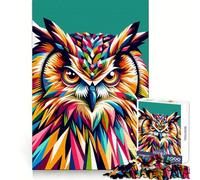 Rompecabezas de búho WPAP Colorful Pop Art de 1000 Piezas para Adultos Juego Inteligente de Rompecabezas Divertido Montaje de imágenes Regalo de Temporada (50x75cm)
