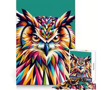 Rompecabezas de búho WPAP Colorful Pop Art de 1000 Piezas para Adultos, Juguete para desafiar la Mente, Tiempo Libre, diseño nítido, Regalo increíble (38x52cm)