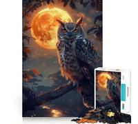 Rompecabezas de búho y Luna para Adultos, 1000 Piezas, Rompecabezas Mental, Juego Lento, Disfruta del Montaje de imágenes, (38x26cm)