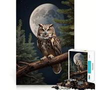 Rompecabezas de búhos, Bosque y Luna para Adultos, 1000 Piezas, Rompecabezas Mental, Relajante, para armar, (50x75cm)