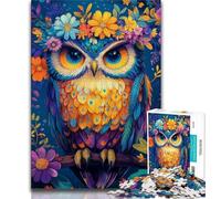 Rompecabezas de búhos de Flores para Adolescentes, 1000 Piezas, desafiante, Divertido y Divertido, con póster y Hoja de Trivia a Juego, 38x26cm