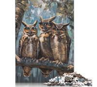 Rompecabezas de búhos divertidos con gafas de sol, decoración única para el hogar, rompecabezas rectangular de papel para adultos y adolescentes, regalo para el Día de la Madre, 1000piezas(75 x 50 cm)