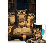Rompecabezas de búhos Leyendo a la luz de Las Velas para Adultos, 1000 Piezas, Rompecabezas Mental, Imagen Relajante para armar, (50x75cm)