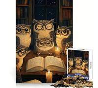 Rompecabezas de búhos Leyendo a la luz de Las Velas para Adultos, 1000 Piezas, Rompecabezas Mental, Imagen Relajante para armar, (50x75cm)
