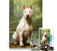 Rompecabezas de Bull Terrier Blanco de 1000 Piezas Juego de concentración Mental Corte de precisión Bordes Lisos Actividad Absorbente para Noches tranquilas (50x75cm)
