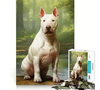 Rompecabezas de Bull Terrier Blanco de 1000 Piezas Juguete de construcción Focus Ajuste Firme Montaje Seguro Juguete de Entretenimiento para Interiores (38x26cm)