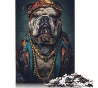 Rompecabezas de Bulldog El Jefe, Divertido Rompecabezas Rectangular de Papel para niños y niñas, Regalo para el Día del Niño, 1000 Piezas (75 x 50 cm)