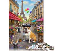Rompecabezas de Bulldog Francés Premium, 100% Reciclado, Rectangular, para niño o niña, 1000 Piezas (75 x 50 cm)