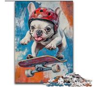 Rompecabezas de Bulldog Skateboarding de 1000 Piezas para Adolescentes, Apto para Mayores de 14 años Ideas de Regalo para Decorar el hogar (26x38cm)