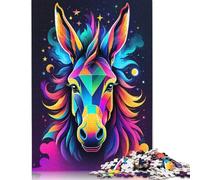 Rompecabezas de Burro de neón de Colores, Tablero Rectangular de cartón 100% Reciclado, Día del Niño, 1000 Piezas (26 x 38 cm)