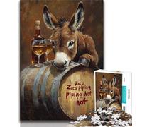 Rompecabezas de Burro en Barril de Vino de 1000 Piezas para Adolescentes Ayuda a ejercitar el Cerebro Juguetes adictivos para Cultivar la Paciencia Un Gran Regalo (75x50cm)