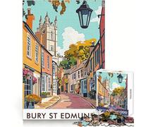 Rompecabezas de Bury St Edmunds Town para Adultos 1000 Piezas,un Reto para el Pensamiento,diversión Tranquila,sin Bordes ásperos,Regalo Festivo (38x26cm)