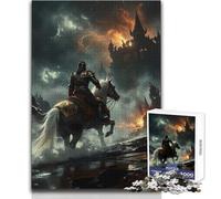 Rompecabezas de Caballero cabalgando hacia un Castillo en Llamas para Adultos, 1000 Piezas, Juego Educativo, desafío Mental, Valor Sentimental, tamaño 50x75cm