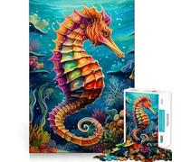 Rompecabezas de Caballito de mar arcoíris oceánico de 1000 Piezas para Adultos, Juguete para Fortalecer el Cerebro, para el hogar, para el Ocio, con Bordes Ajustados, Regalo de Papá Noel (38x26cm)