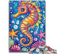 Rompecabezas de caballitos de mar de Dibujos Animados para Adolescentes Rompecabezas de 1000 Piezas Juegos Divertidos Cada Pieza es única Juego desafiante y Divertido para Toda la Familia (50x75cm)