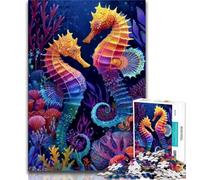 Rompecabezas de caballitos de mar para Adolescentes Rompecabezas de 1000 Piezas Juegos Divertidos Cada Pieza es única Juego desafiante y Divertido para Toda la Familia (38x26cm)