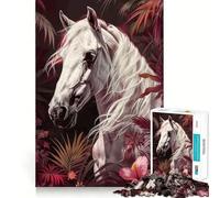 Rompecabezas de Caballo árabe Blanco 1000 Piezas Juego Interactivo para estimular el Pensamiento Cierre Seguro sin Piezas Sueltas desafío Mental para el hogar (38x26cm)