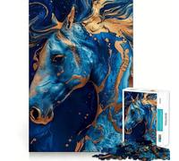Rompecabezas de Caballo Azul Real para Adolescentes, 1000 Piezas, diseño Relajante y Divertido, decoración de Pared con Corte nítido (38x52cm)