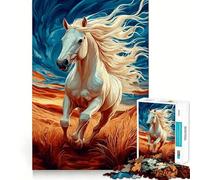 Rompecabezas de Caballo Blanco Corriendo para Adultos 1000 Piezas Juego de Memoria Cerebral Cortado con láser para un Ajuste Perfecto aliviar el estrés (38x52cm)