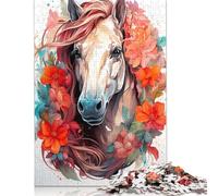 Rompecabezas de Caballo Colorido Premium, 100% Papel Reciclado, Rectangular, para Adultos y Adolescentes, 1000 Piezas (75 x 50 cm)