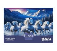Rompecabezas de Caballos Blancos en Las montañas, 1000 Piezas, cartón 100% Reciclado, Ideal para Adultos y niños, Regalo Divertido, 70 x 50 cm (1000 Piezas)