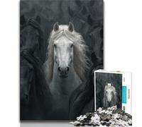 Rompecabezas de Caballos Blancos y Negros de 1000 Piezas para Adultos Un Juego Educativo Divertido y Divertido para cumpleaños (50x75cm)