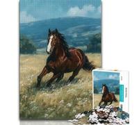 Rompecabezas de Caballos en la Pradera de 1000 Piezas para Adolescentes Un Juego desafiante y Familiar con Piezas aleatorias Que encajan Perfectamente 38x26cm
