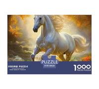 Rompecabezas de Caballos para Adultos: Caballo Blanco en una Escena de Fuego Brillante para Toda la Familia, Mujeres, Regalos para Hombres, 38 x 26 cm/1000 Piezas
