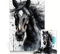 Rompecabezas de Caballos Pintados con Acuarela 1000 Piezas Divertidos para estimular la concentración Cortados con láser para un Ajuste Actividad para Compartir con Seres Queridos (38x26cm)