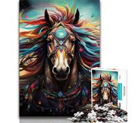 Rompecabezas de Caballos psicodélicos de Colores para Adolescentes, 1000 Piezas, Juego Familiar para aliviar el estrés, desafío difícil, Regalo de Amigo Secreto (38x26cm)