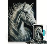 Rompecabezas de Cabeza de Caballo Blanco de 1000 Piezas para Adultos Juego Divertido y fácil de armar Ideal para divertirse en Familia (38x52cm)