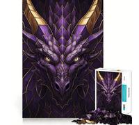 Rompecabezas de Cabeza de dragón Morado y Dorado para Adolescentes, 1000 Piezas, Juego Inteligente, Tiempo en Familia, patrón de ensamblaje, elección de Deseos de Papá Noel (38x26cm)