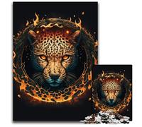 Rompecabezas de Cabeza de Leopardo de Fuego de 1000 Piezas para Adultos, Ideal para reuniones Familiares, cumpleaños y festividades, 50x75cm (19,68x29,52 Pulgadas).