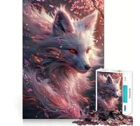 Rompecabezas de Cabeza de Zorro Kitsune Blanco para Adolescentes 1000 Piezas Divertido Juego de Memoria Superficie Lisa sin Rebabas Regalo de cumpleaños Juguete para ejercitar la Mente (50x75cm)
