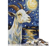 Rompecabezas de Cabra bajo una Noche Estrellada, Divertido Rompecabezas Rectangular de Papel para niños y Adultos a Partir de 12 años, Regalo de cumpleaños, 1000 Piezas (26 x 38 cm)