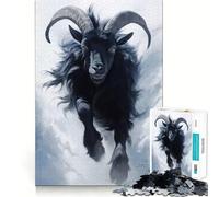 Rompecabezas de Cabra Negra Corriendo para Adultos, 1000 Piezas, ejercita la Mente, relaja la Mente, Pieza de colección de Arte de Borde Exacto (38x26cm)