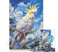 Rompecabezas de cacatúa Blanca en una Rama 1000 Piezas para Adultos Recall Fun Play Ensamblaje Firme y Seguro Actividad Nocturna para Toda la Familia (38x26cm)
