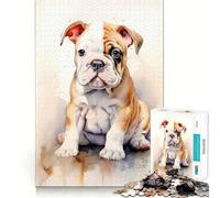 Rompecabezas de Cachorro Bulldog en Acuarela para Adolescentes 1000 Piezas Divertido y Estimulante con componentes Resistentes y de Corte Limpio una Actividad entrañable para Compartir (38x52cm)