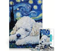 Rompecabezas de Cachorro de caniche Blanco durmiendo 1000 Piezas Juego de concentración Mental Corte de precisión Bordes Suaves Juego para Construir Conexiones significativas (50x75cm)