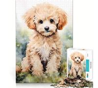 Rompecabezas de Cachorro de caniche en Acuarela, 1000 Piezas, con Efecto Memoria, fácil de armar, Ideal para el Ocio Regalo artístico (38x52cm)