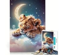 Rompecabezas de Cachorro de león durmiendo sobre Las Nubes, 1000 Piezas para Adolescentes Mejora la Memoria Divertido y Relajante Pieza de colección de Arte con Corte nítido 50x75cm
