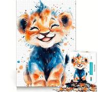Rompecabezas de Cachorro de león Sonriente en Acuarela de 1000 Piezas para Adolescentes Juego para estimular la Mente Montaje Firme y Seguro Actividad Divertida para Toda la Familia (38x26cm)