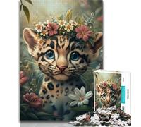 Rompecabezas de Cachorro de Leopardo para Adolescentes 1000 Piezas, Ayuda a ejercitar el Cerebro, Juguetes adictivos para Cultivar la Paciencia, una Obra de Arte de 38x26cm